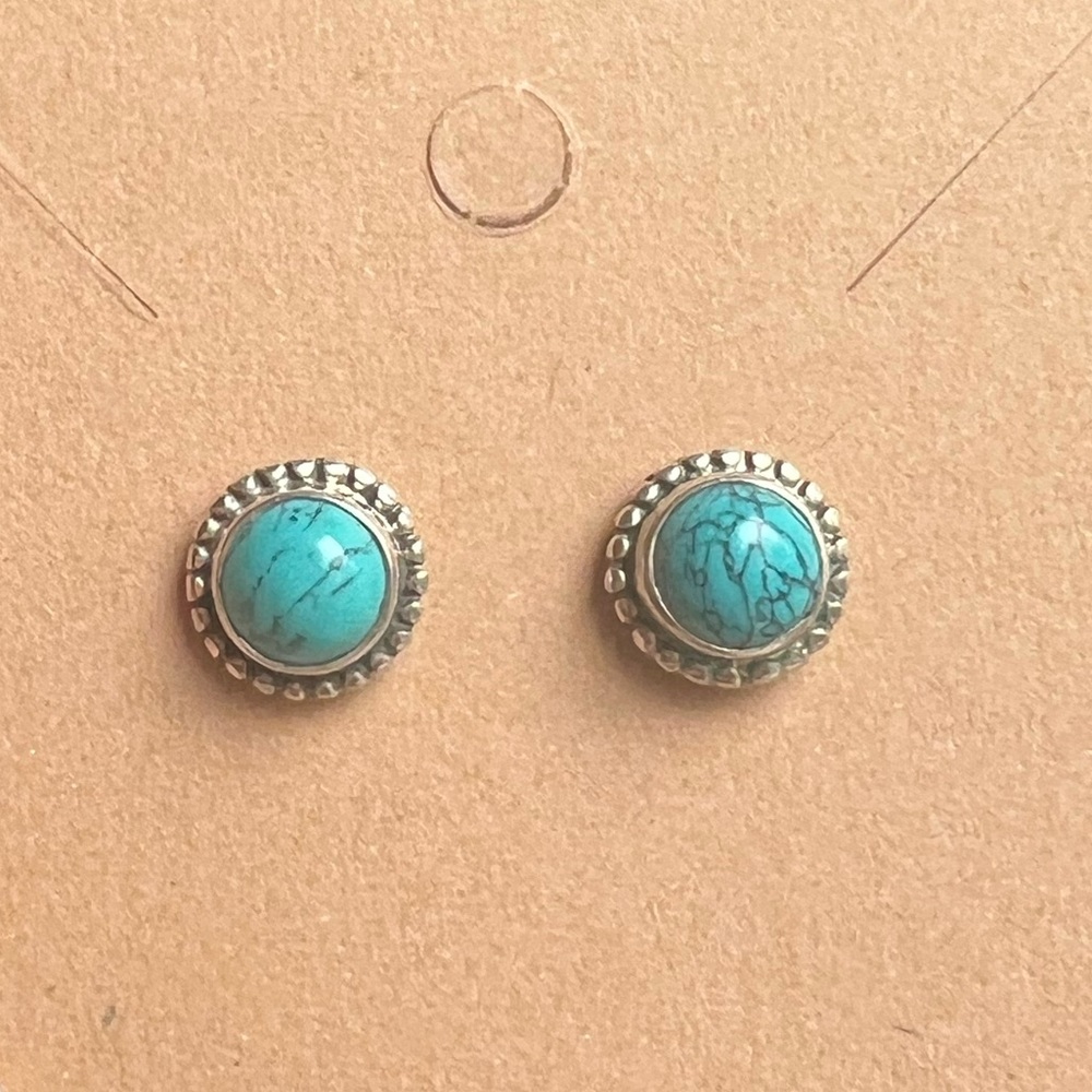Turquoise and Sterling Silver Stud Earrings